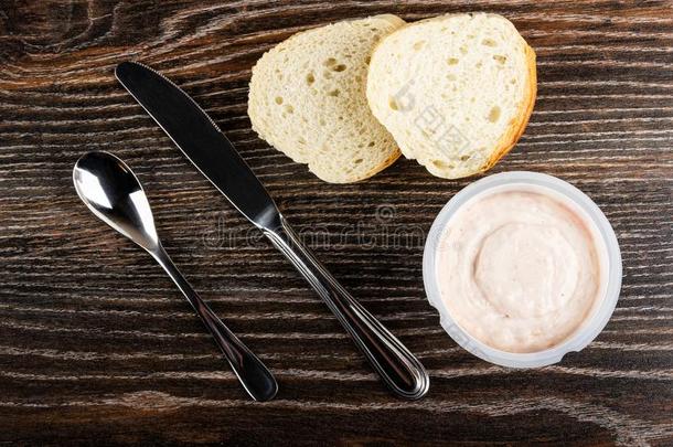 勺,刀,一件关于面包,罐子和<strong>磷虾</strong>面团向表.向