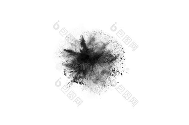 黑的粉爆炸向白色的背景.