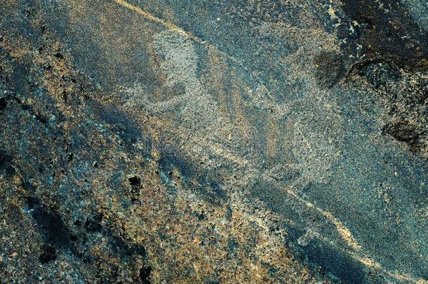 古代的版画岩石描绘男人和一wo男人m一king