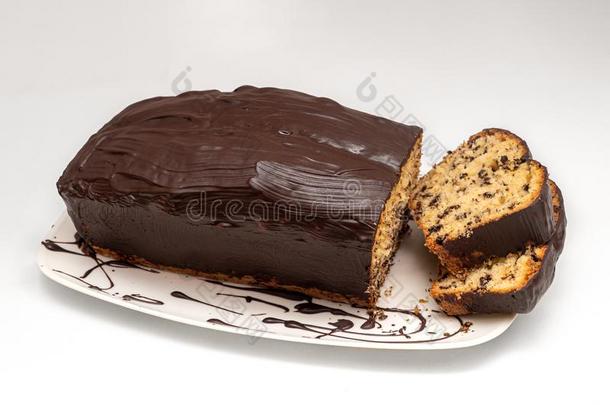海绵蛋糕,罐蛋糕或也叫盒蛋糕和巧克力分