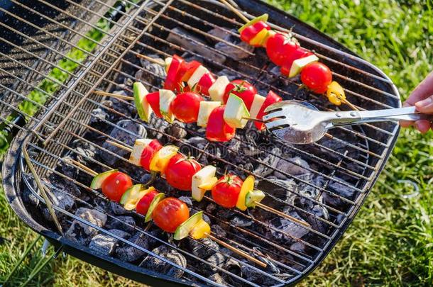 蔬菜烧烤腌泡汁barbecue吃烤烧肉的野餐健康的,夏盘