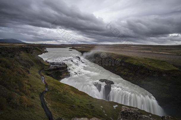 令人惊异的<strong>美丽</strong>的<strong>瀑布</strong>居德<strong>瀑布</strong>,著名的陆标采用冰岛