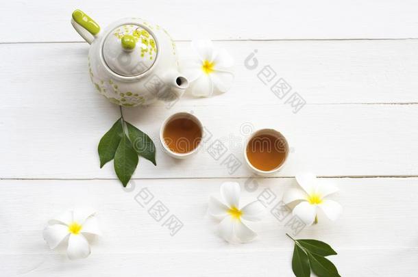 药草的健康的饮料热的茶水为健康状况关心和茶水pot