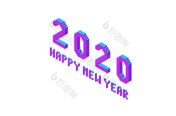 2020幸福的新的年明显的<strong>像素字体字体</strong>