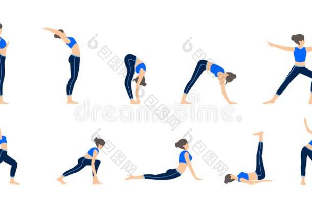 放置关于女儿采用各种各样的使摆姿势关于瑜伽.女人瑜伽使摆姿势tra采用采用g