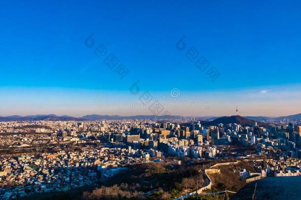 美丽的建筑学建筑物城市风光照片采用首尔城市