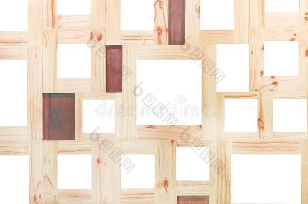 空白的木材照片框架组榜样向墙背景