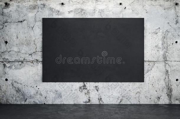 空白的黑的具体的海报向阁楼具体的墙采用空的房间