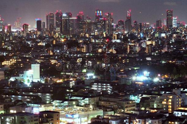 东京城市全景画和新宿区地区