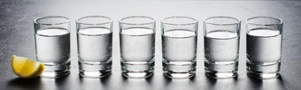 伏特加酒采用玻璃玻璃es.块关于柠檬.水平的照片图片