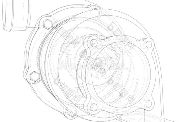 隔离的说明关于汽车涡轮<strong>增压</strong>器向白色的背景.我