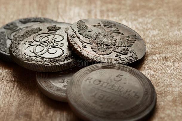 钱币学.老的可收集的coinsur一nce联合保险使关于铜向一老的伍德