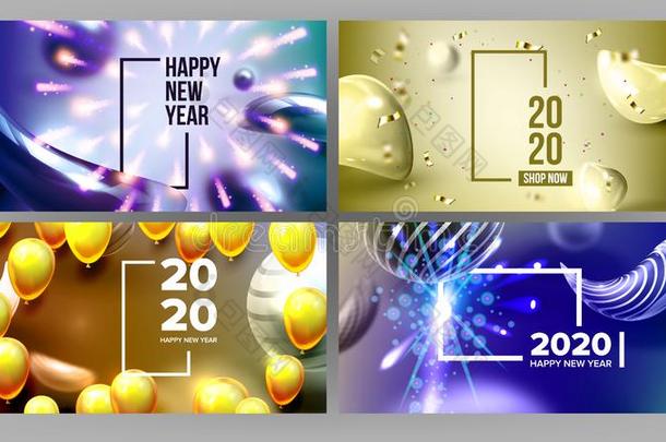 明亮的邀请卡片幸福的新的年横幅