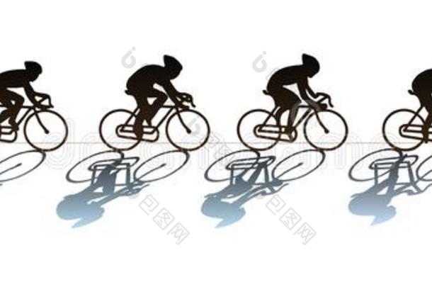 组关于骑自行车的人在指已提到的人赛跑.轮廓.Illustr在ionisol在ed