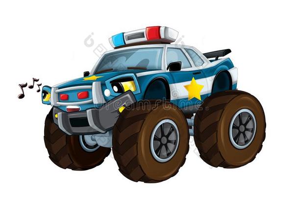 漫画幸福的和有趣的从落下路警察部门汽车有样子的喜欢巨大的