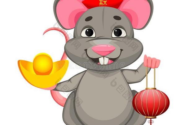 中国人新的年.有趣的大老鼠佃户租种的土地灯笼