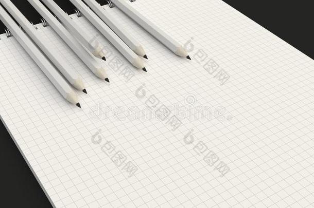 笔记簿和白色的铅笔