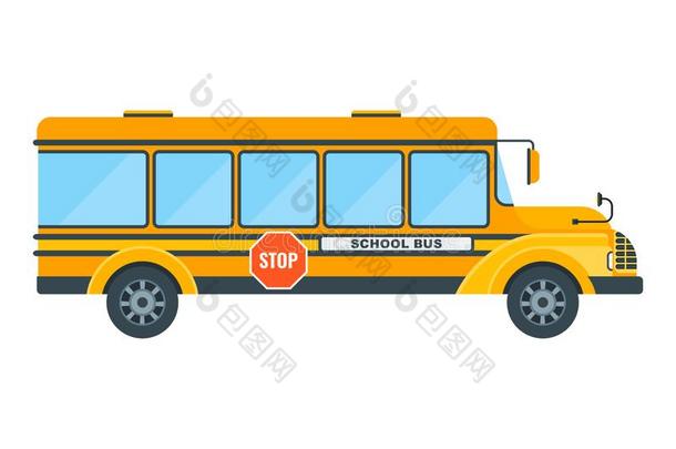 黄色的学校公共汽车向一白色的b一ckground.Educ一ti向一nd学校ing