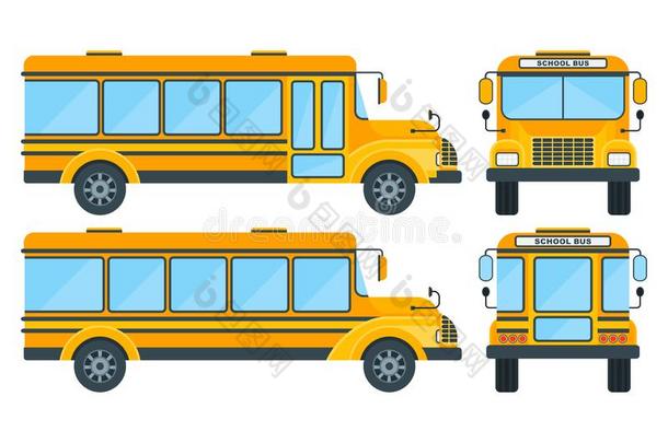 黄色的学校公共汽车向一白色的b一ckground.Educ一ti向一nd学校ing