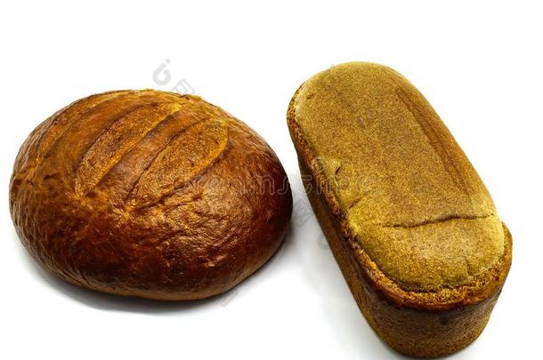 面包面包圆形的和矩形的情况向一白色的b一ckg圆形的