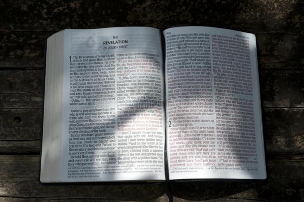 敞开的圣经采用天启关于耶稣基督采用章1和2机智