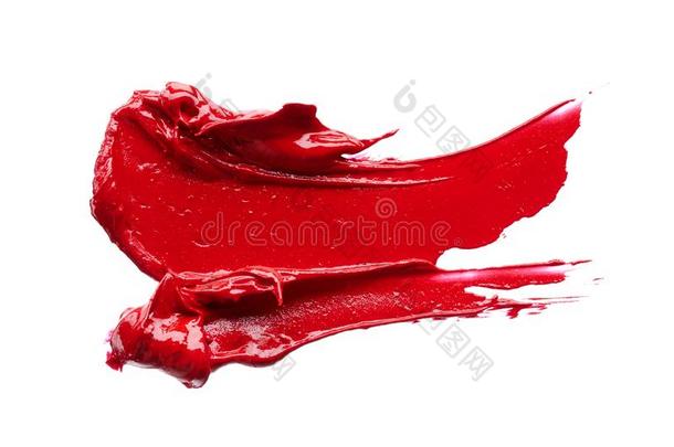 涂抹和质地关于红色的口红或丙烯酸塑料颜料