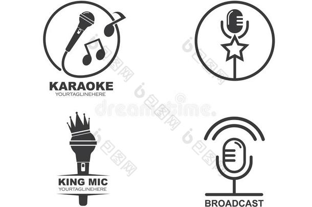 扩音器偶像标识关于卡拉OK和音乐的矢量说明