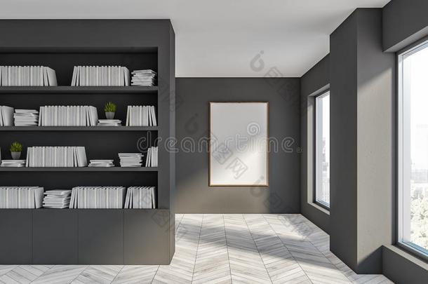 灰色活的房间和书橱和<strong>海报</strong>