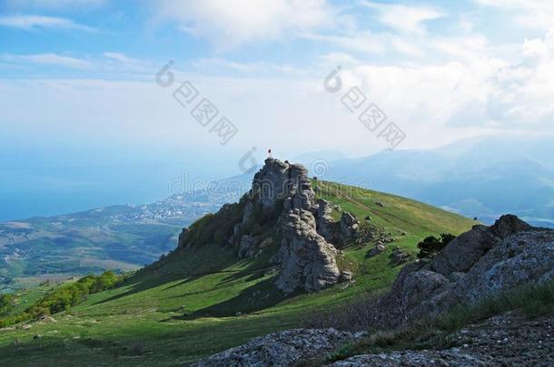 克里米亚德米吉山风景看法,旅行的徒步旅行