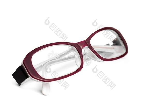 眼镜为改良的视力隔离的向白色的背景