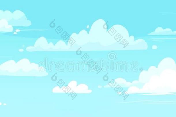 漫画多云的of天.膨胀的云采用蓝色天无缝的矢量英语字母表的第2个字母