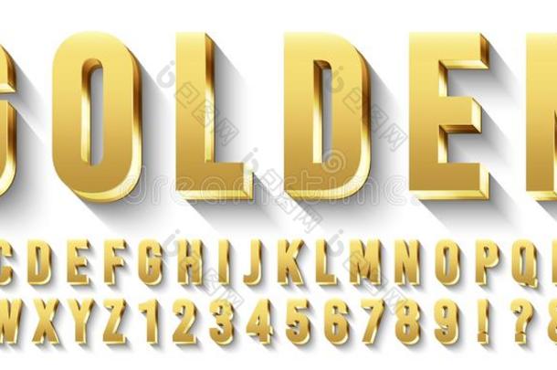 金色的3英语字母表中的第四个字母字体.金属的金文学,奢侈字体和金s
