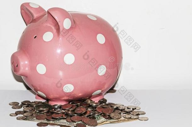 粉红色的波尔卡舞点<strong>小猪</strong>银行和coinsurance联合保险和账单较低的