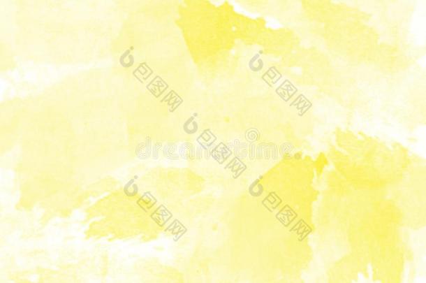 明亮的黄色的水彩抽象向白色的纸
