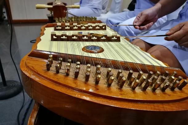 ThaiAirwaysInternational泰航国际音乐的器具和乐队的弦乐器部使关于象牙和磨光的