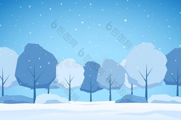捧杯风景背景和下雪的树和雪花