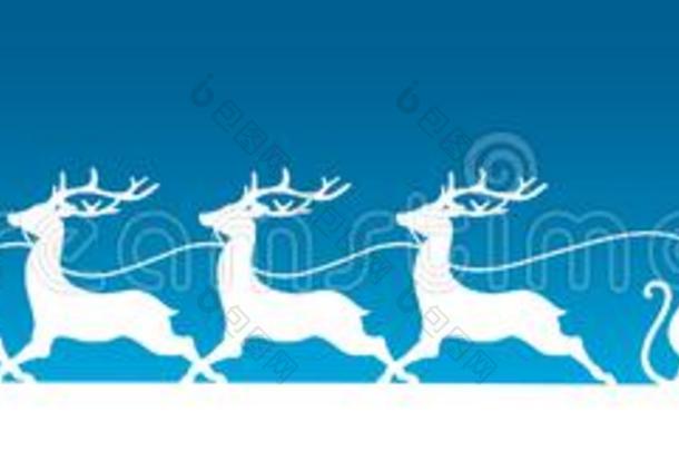 横幅<strong>跑步</strong>圣诞<strong>节</strong>雪橇和森林蓝色背景
