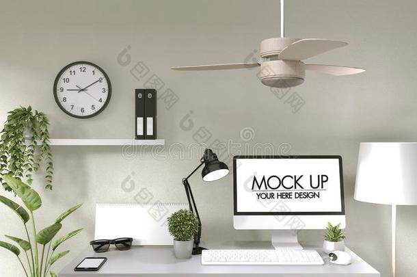 愚弄在上面海报计算机采用办公室禅方式和装饰向向