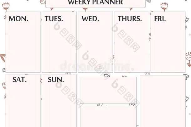 一周一次的计划者.漂亮的页为日常的计划和记下.笔记簿