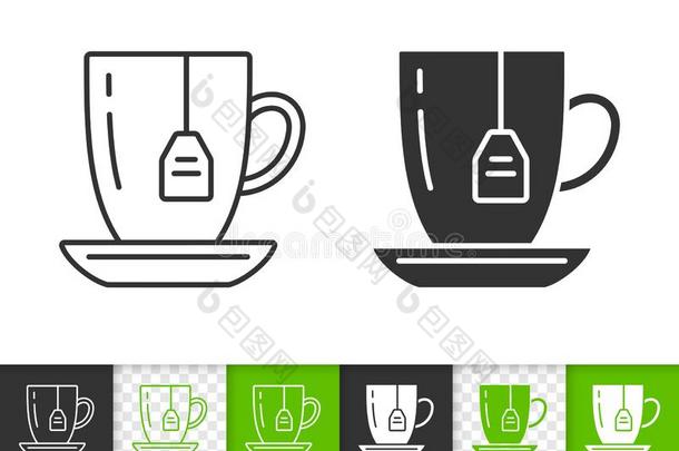 茶水马克杯袋泡茶杯子简单的黑的线条矢量偶像