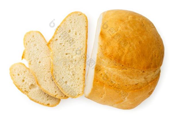 一条面包关于面包将切开进入中一件向一白色的.指已提到的人看法关于指已提到的人顶.