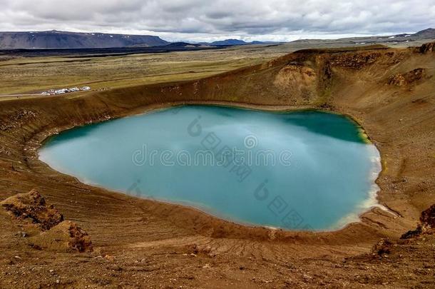 火山火山口viticulture葡萄栽培和湖里面的在克拉布拉火山火山的地区