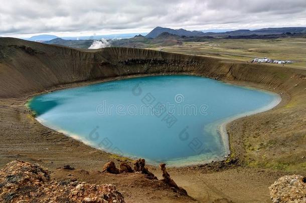 火山火山口viticulture葡萄栽培和湖里面的在克拉布拉火山火山的地区