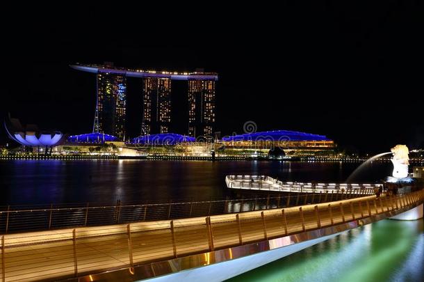 新加坡鱼尾狮公园和新加坡财政的地区地平线