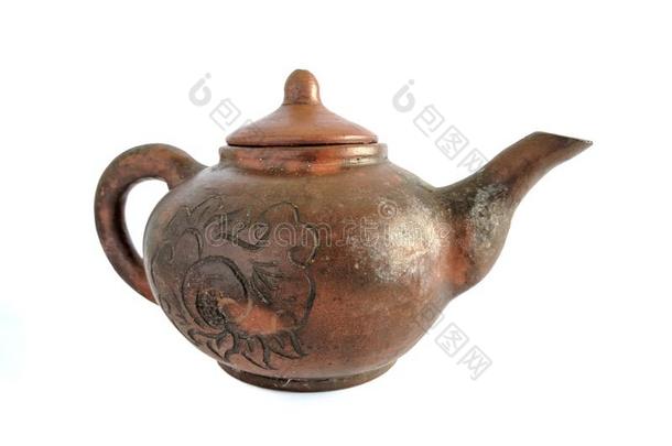 传统的茶水放置使从黏土,陶器壶隔离的向wickets三柱门