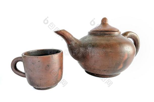传统的茶水放置使从黏土,陶器壶隔离的向wickets三柱门
