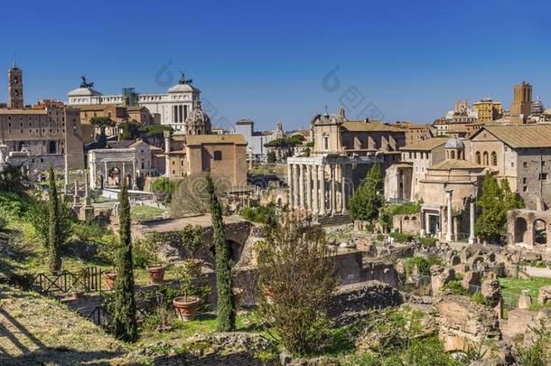 古代的论坛女灶神庙雷吉娅Capitol的山丘的小山罗马意大利