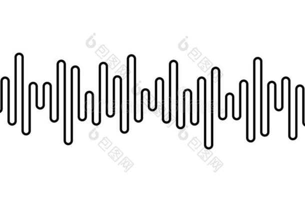 黑的弯曲的线条向白色的背景.无线电波浪或音乐平等