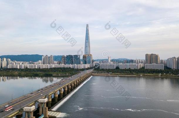 空气的看法关于首尔城市地平线,南方朝鲜