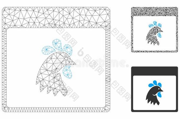 公<strong>鸡</strong>上端<strong>日历</strong>页矢量网孔尸体模型和三角铁